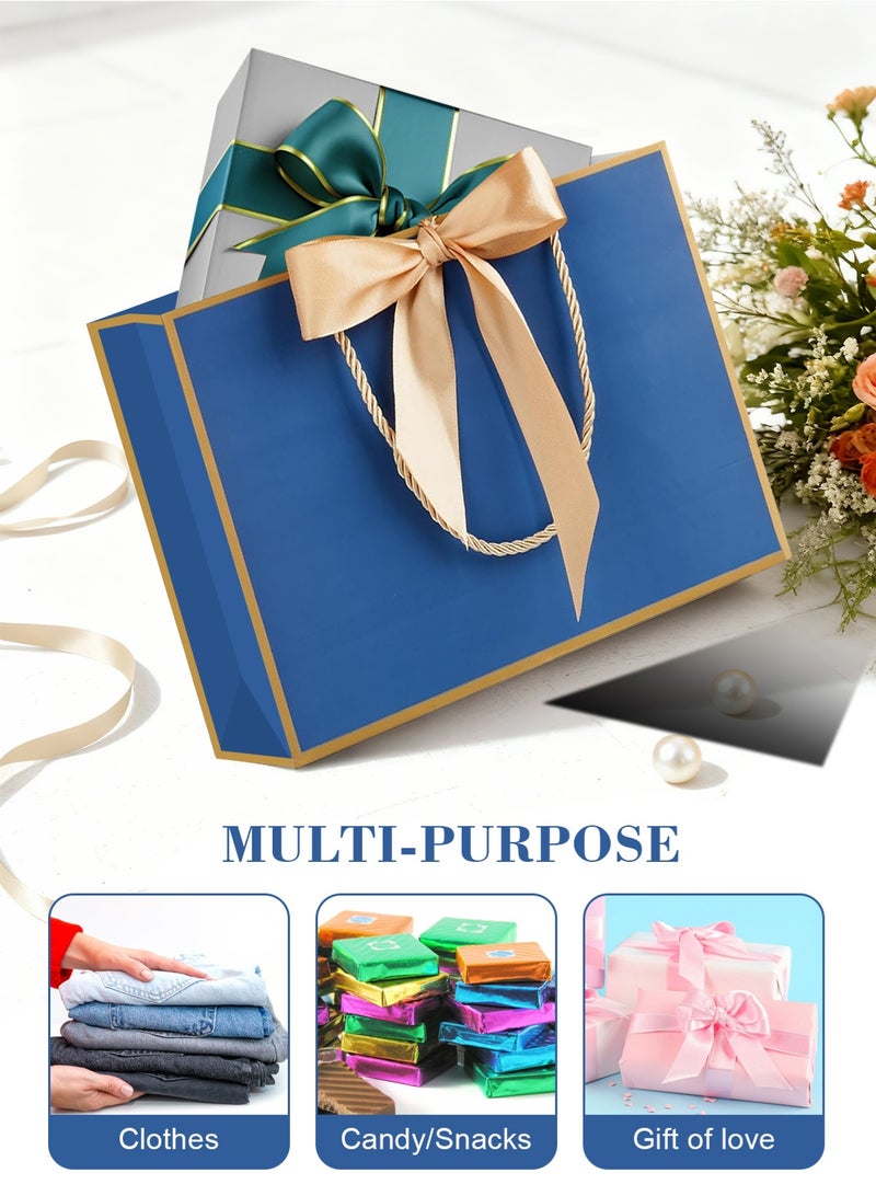 Gift Bag, 2PCS Gift Bags Large with Ribbon and 2 Greeting Cards 4 Tissue Paper, Portable Paper Gift Bag Luxury Bag with Handles, Birthday Gift Bags,Present Bags for Wedding Party Mothers Day Valentines Day  Baby Shower(12.6" x 9.8" x 4.3"/32X25X11CM) - view 5